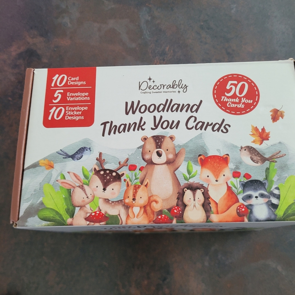 Decorably Woodland Thank You Cards - 50 Pack